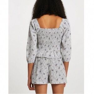 River Island Floral Smocked Blouse - Gray